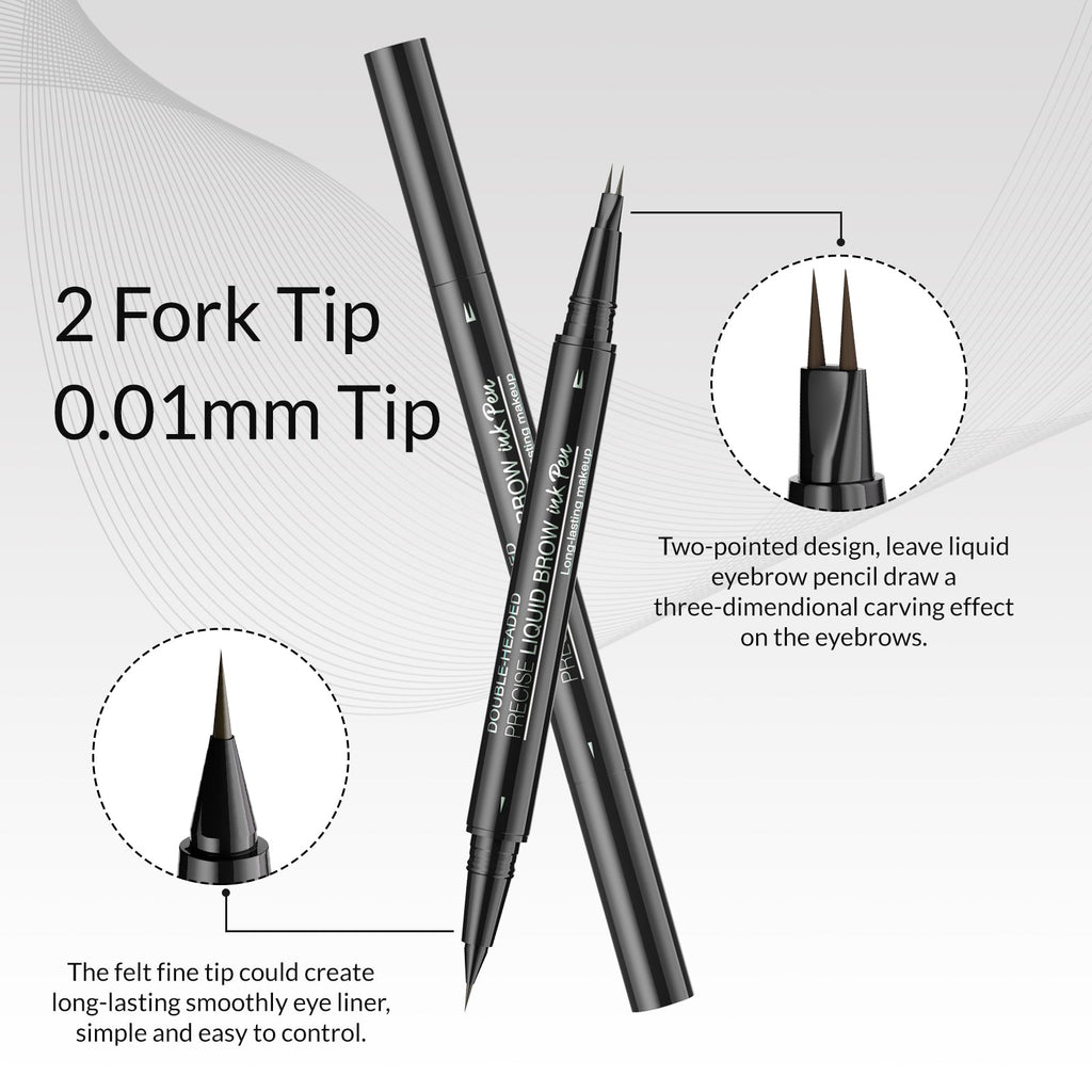 2-Fork Eyebrow Pencils Waterproof Long-Lasting