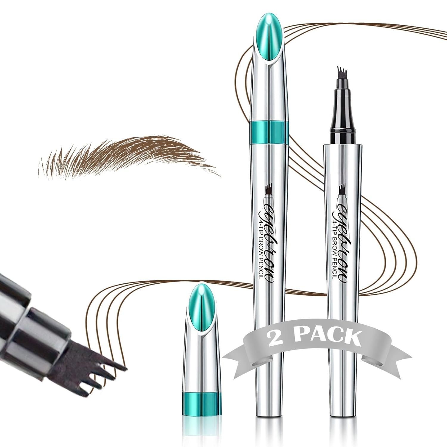 4-Fork-Tip Eyebrow Pencils with Microblading