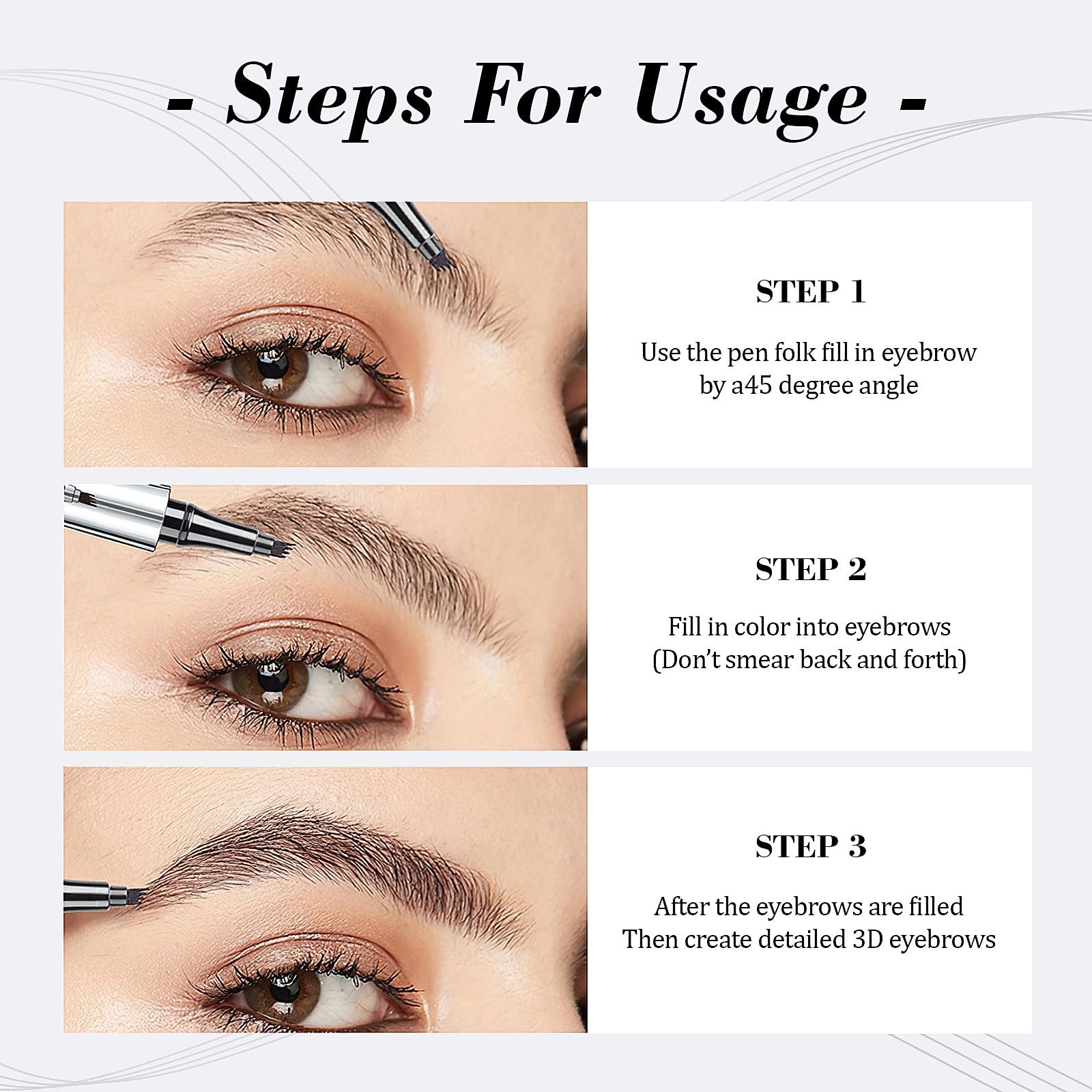 4-Fork-Tip Eyebrow Pencils with Microblading