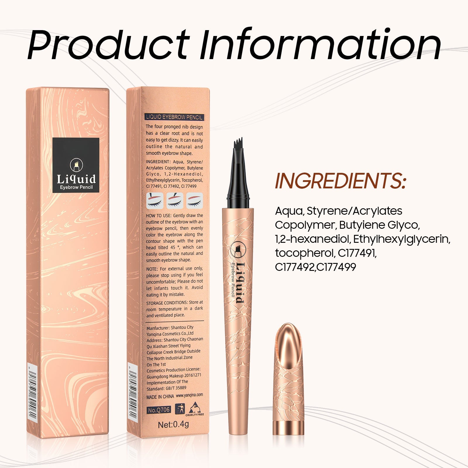 Long-Lasting Waterproof Eyebrow Pencil