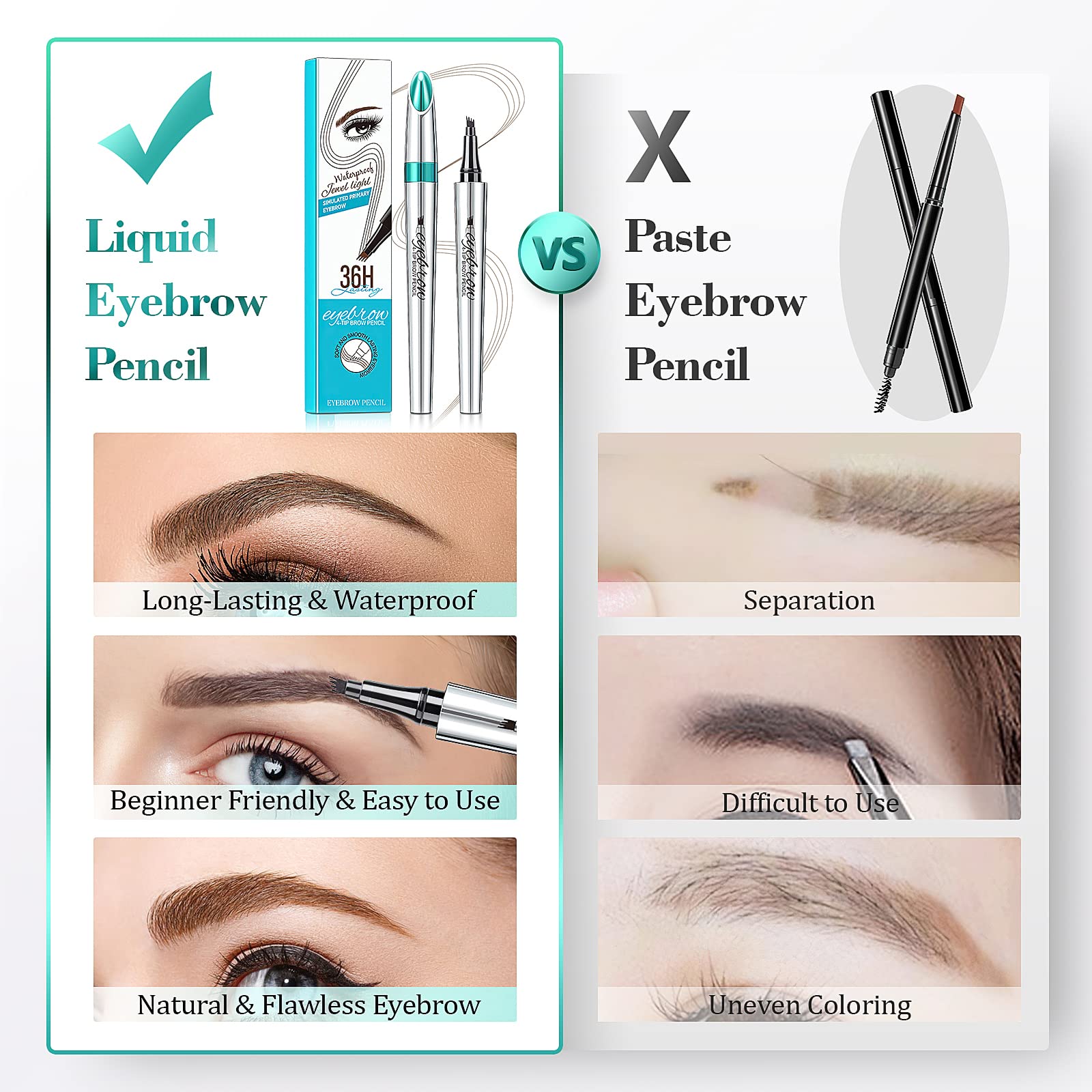 4-Fork-Tip Eyebrow Pencils with Microblading