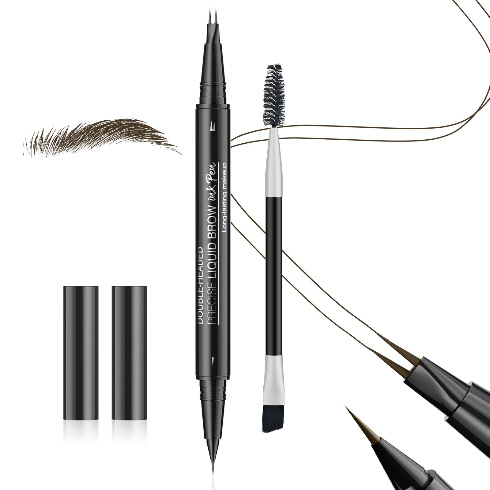 2-Fork Eyebrow Pencils Waterproof Long-Lasting