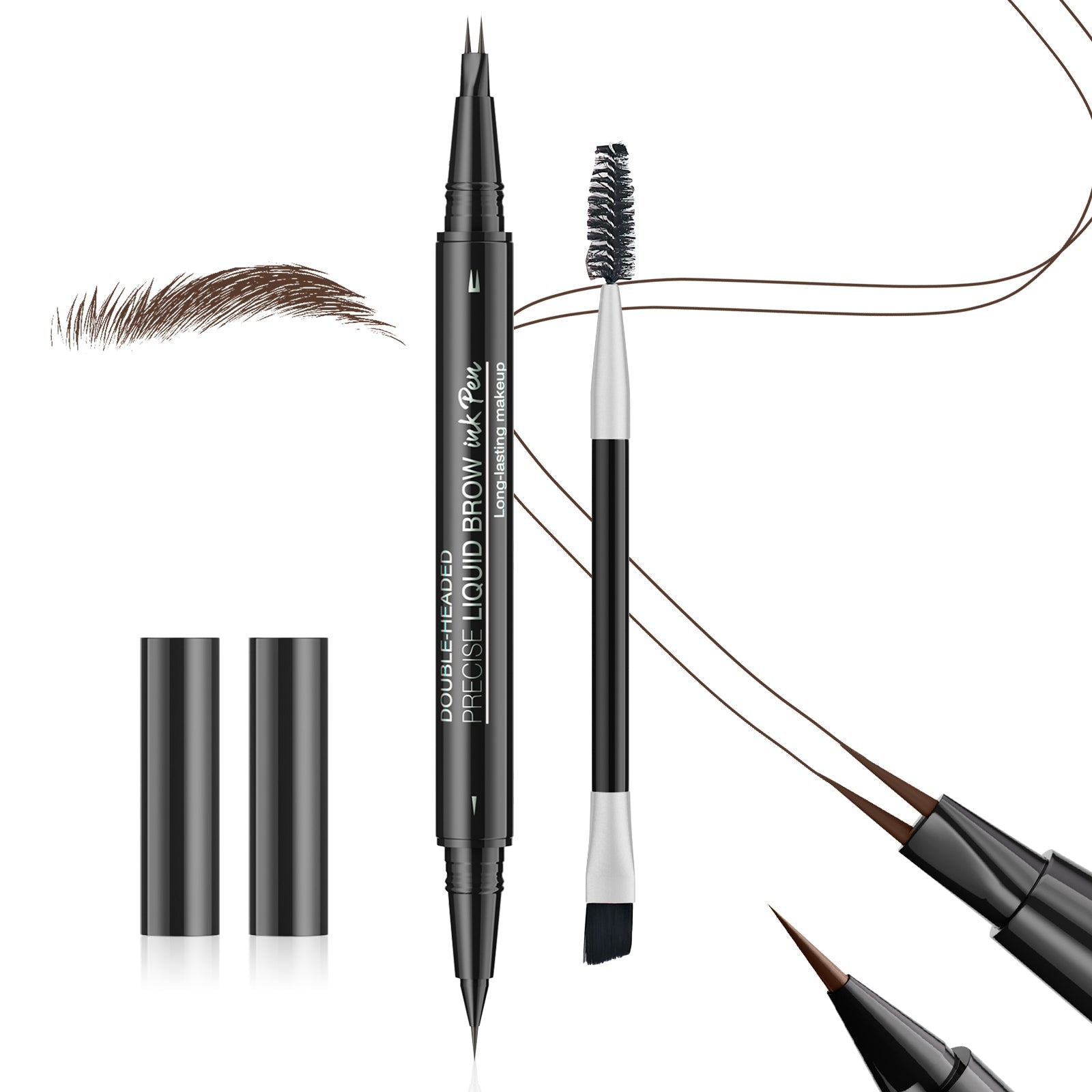 2-Fork Eyebrow Pencils Waterproof Long-Lasting