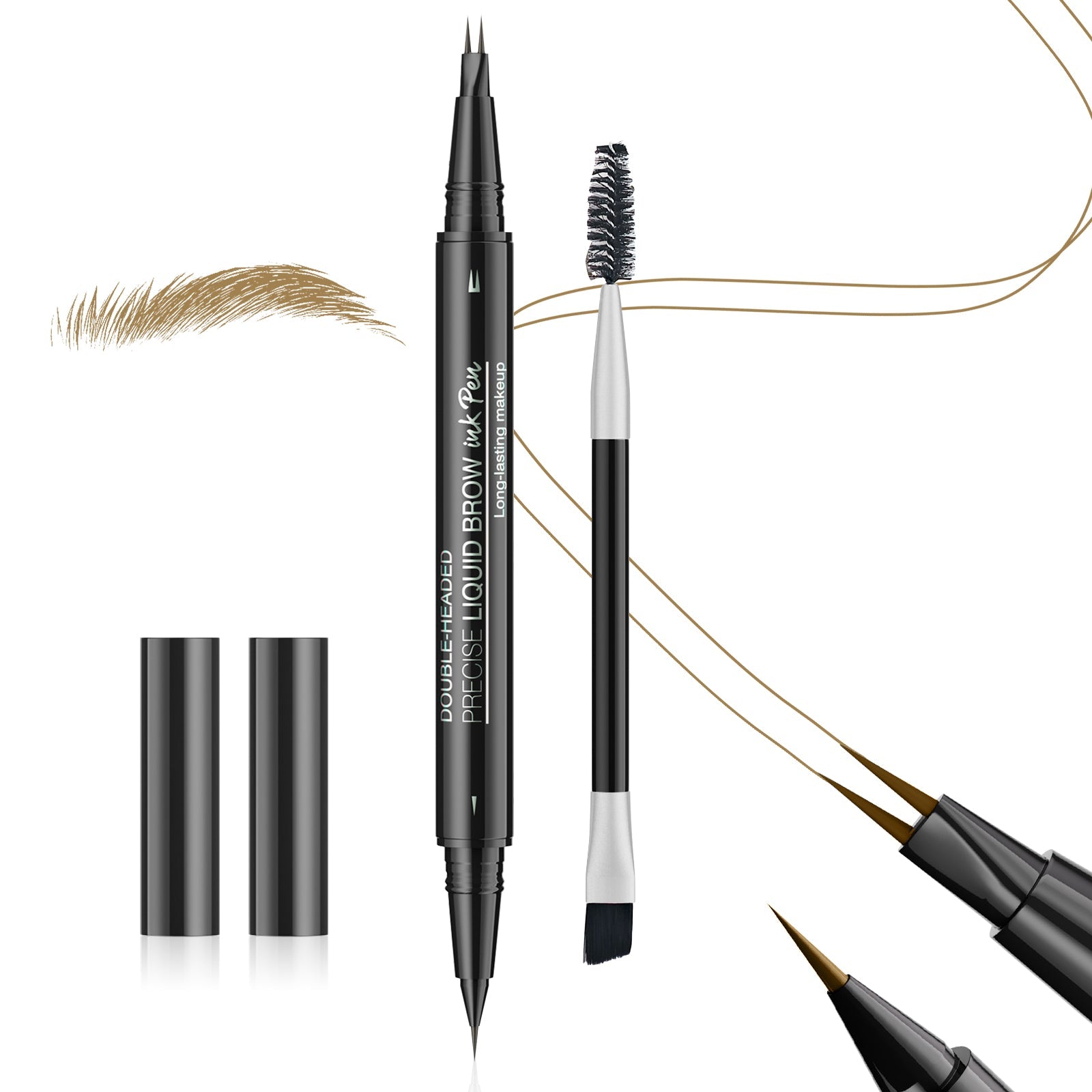 2-Fork Eyebrow Pencils Waterproof Long-Lasting