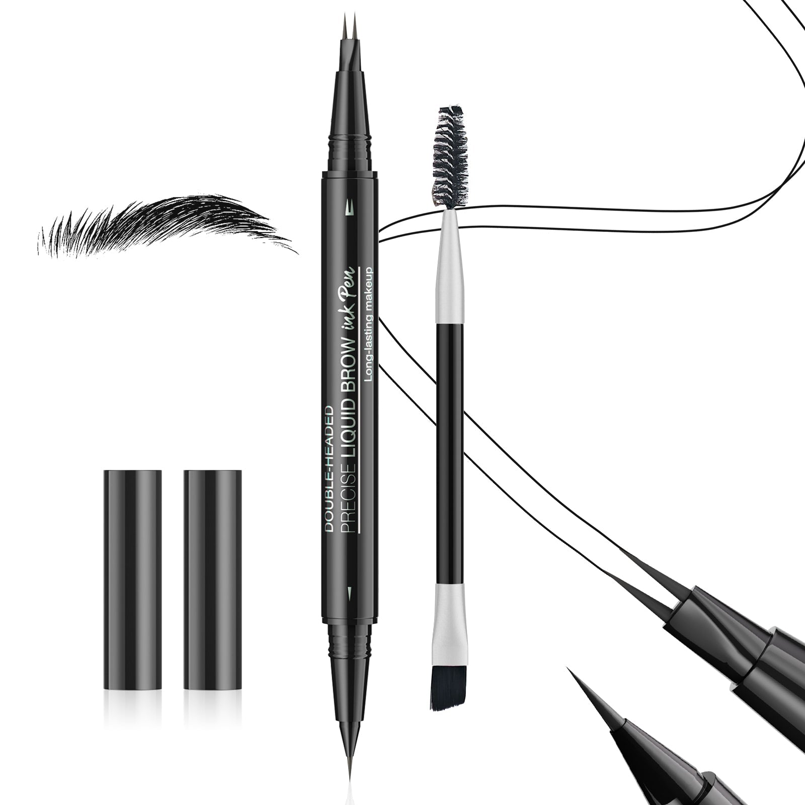 2-Fork Eyebrow Pencils Waterproof Long-Lasting